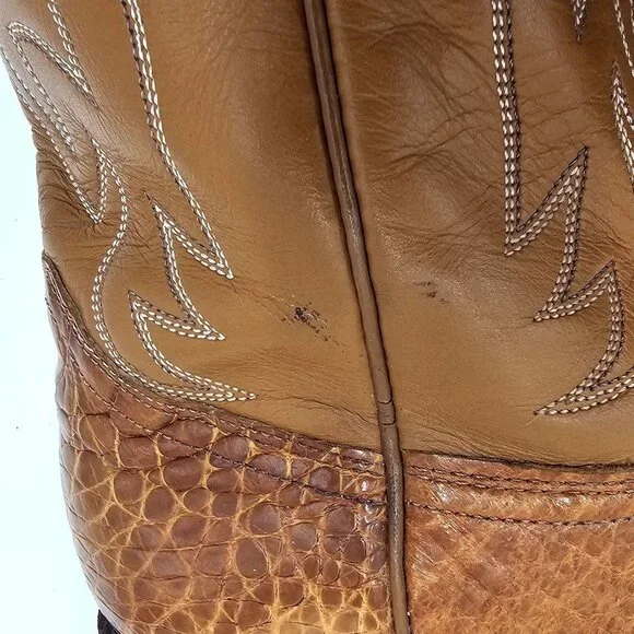 Vintage Preban Exotic Justin Womens 8AA Honey Brown Cowboy Western Boots Cowgirl - Picture 16 of 16